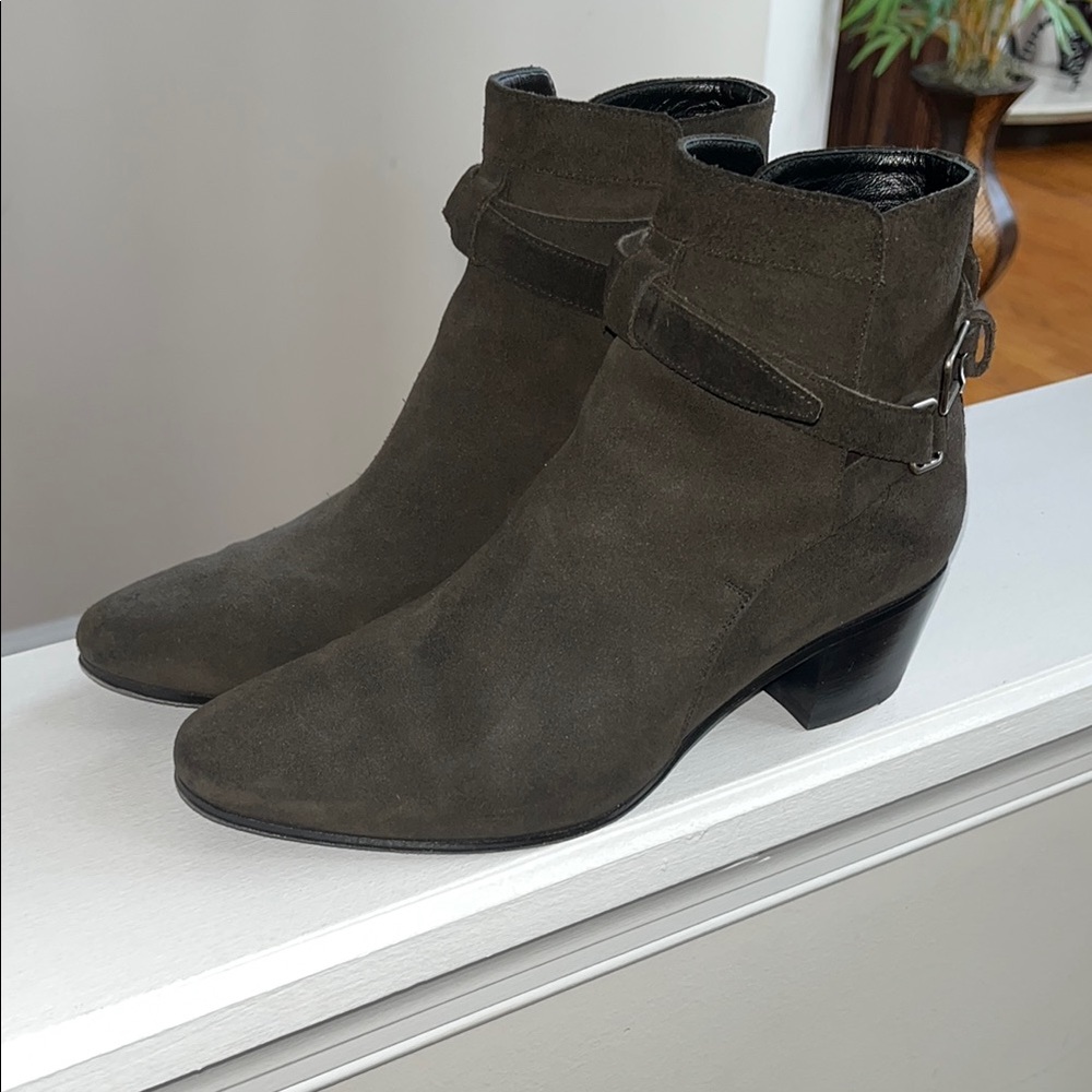 Saint Laurent Dark Brown Green Ankle Boots